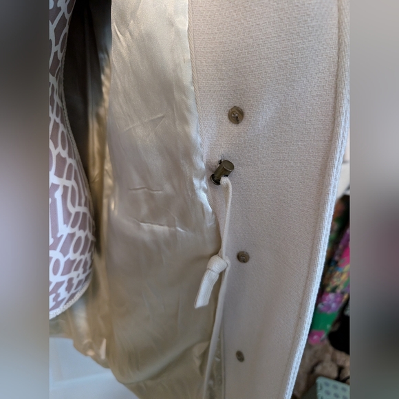 J.Crew Stadium Cloth Italian Wool cream hooded Coat Women's 10 by Nello Gori - Picture 6 of 13